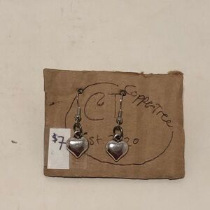 Silver Heart Drop Earrings
